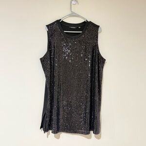 IMAN Global Chic Sweater Knit Tank Top with Sequin Front 2X
